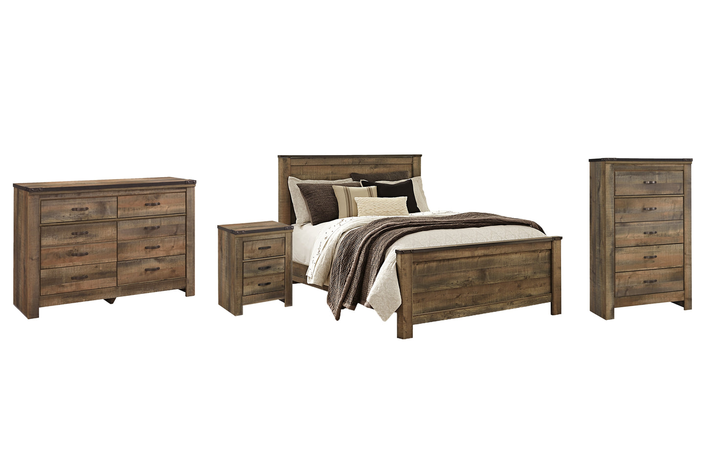 Trinell Queen Panel Bed with Dresser, Chest and Nightstand