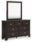 Covetown Twin Panel Bed with Mirrored Dresser and Nightstand