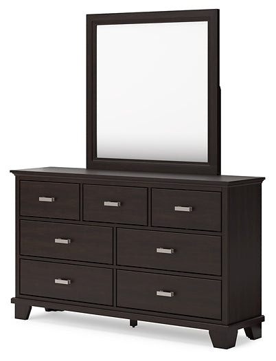 Covetown Twin Panel Bed with Mirrored Dresser and Nightstand