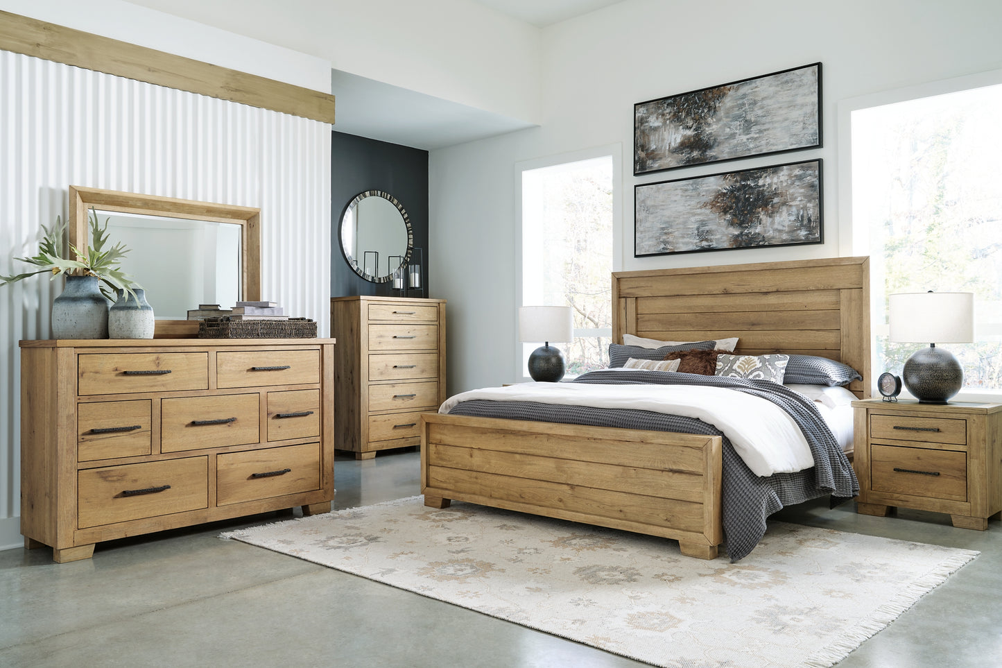 Galliden California King Panel Bed with Dresser