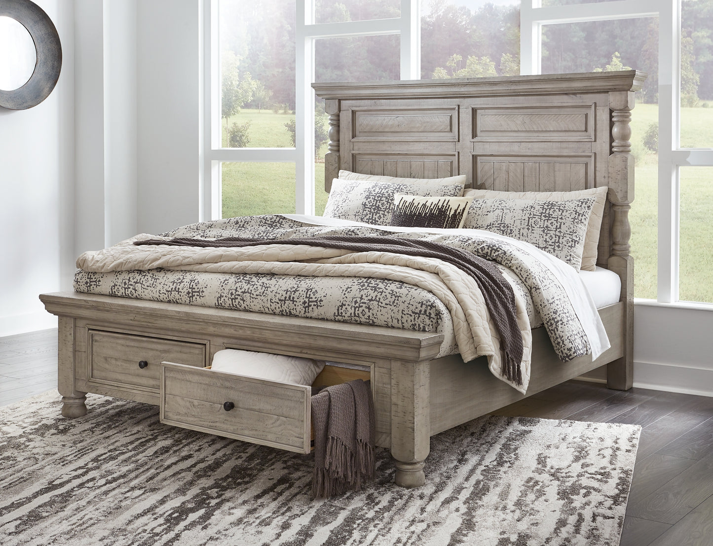 Harrastone California King Panel Bed with Dresser and Nightstand