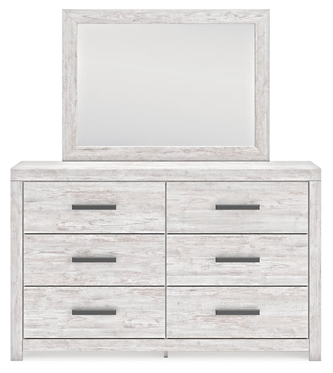 Cayboni King Panel Bed with Mirrored Dresser