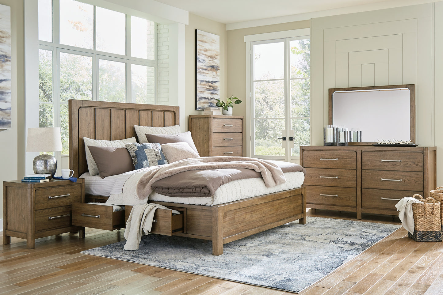 Cabalynn California King Panel Bed with Dresser, Chest and Nightstand