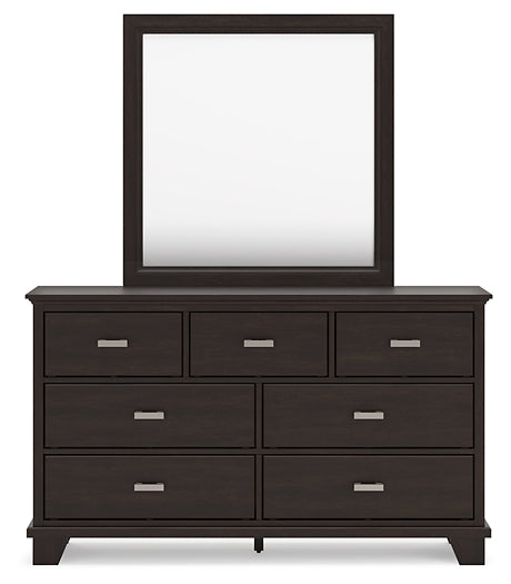 Covetown Twin Panel Bed with Mirrored Dresser and Chest