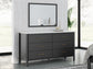 Cadmori King Upholstered Bed with Mirrored Dresser and 2 Nightstands