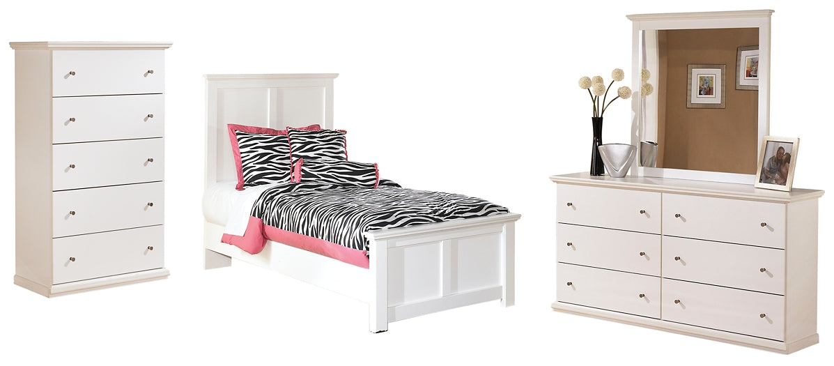 Bostwick Shoals Twin Panel Bed with Mirrored Dresser and 2 Nightstands