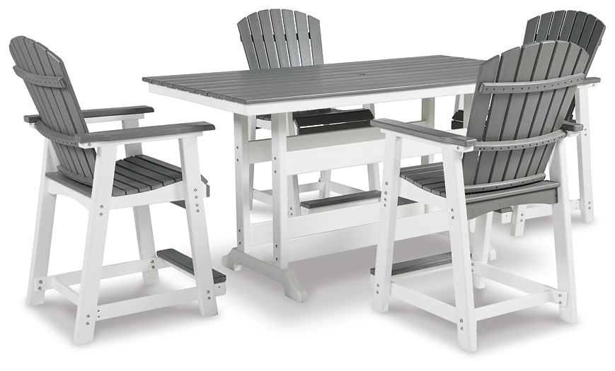 Transville Outdoor Counter Height Dining Table and 4 Barstools