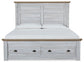 Haven Bay King Panel Storage Bed with Mirrored Dresser, Chest and 2 Nightstands