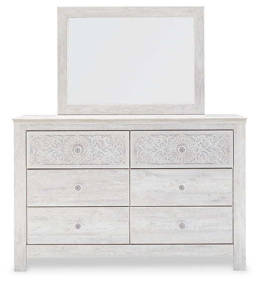 Paxberry Queen Panel Bed with Mirrored Dresser