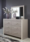 Surancha Queen Poster Bed with Mirrored Dresser, Chest and Nightstand